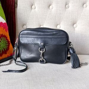 Rebecca Minkoff's M.A.B. Camera Black Leather Crossbody Purse Bag